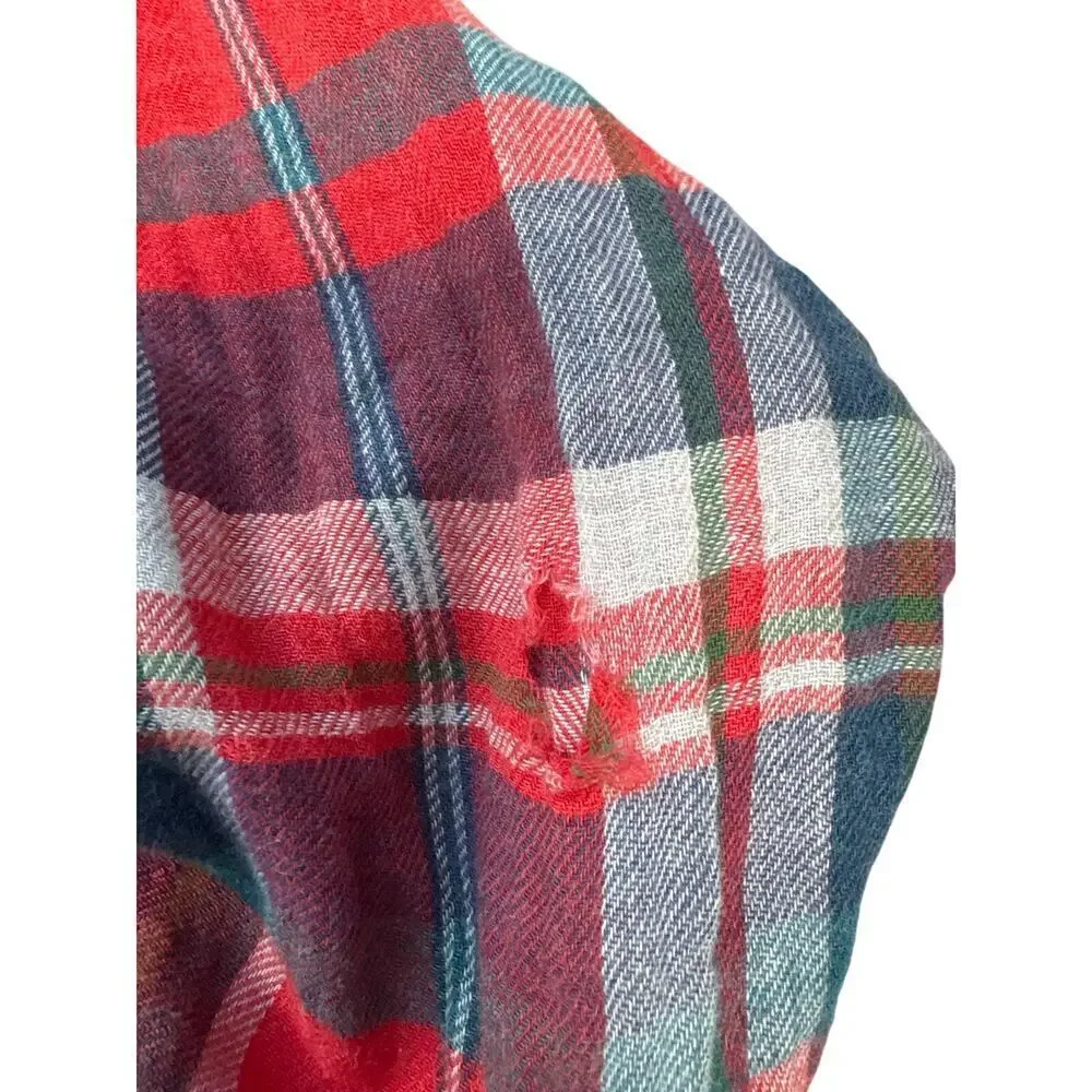 J.Crew Red Plaid Flannel Shirt Size M -Read